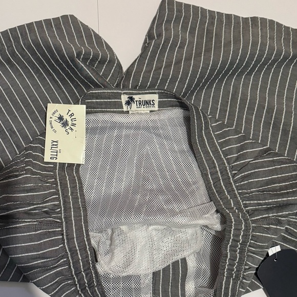Trunks Surf & Swim Co. NWT Swim Trunks Gray and White Pinstriped Seersucker XXL - Picture 11 of 14
